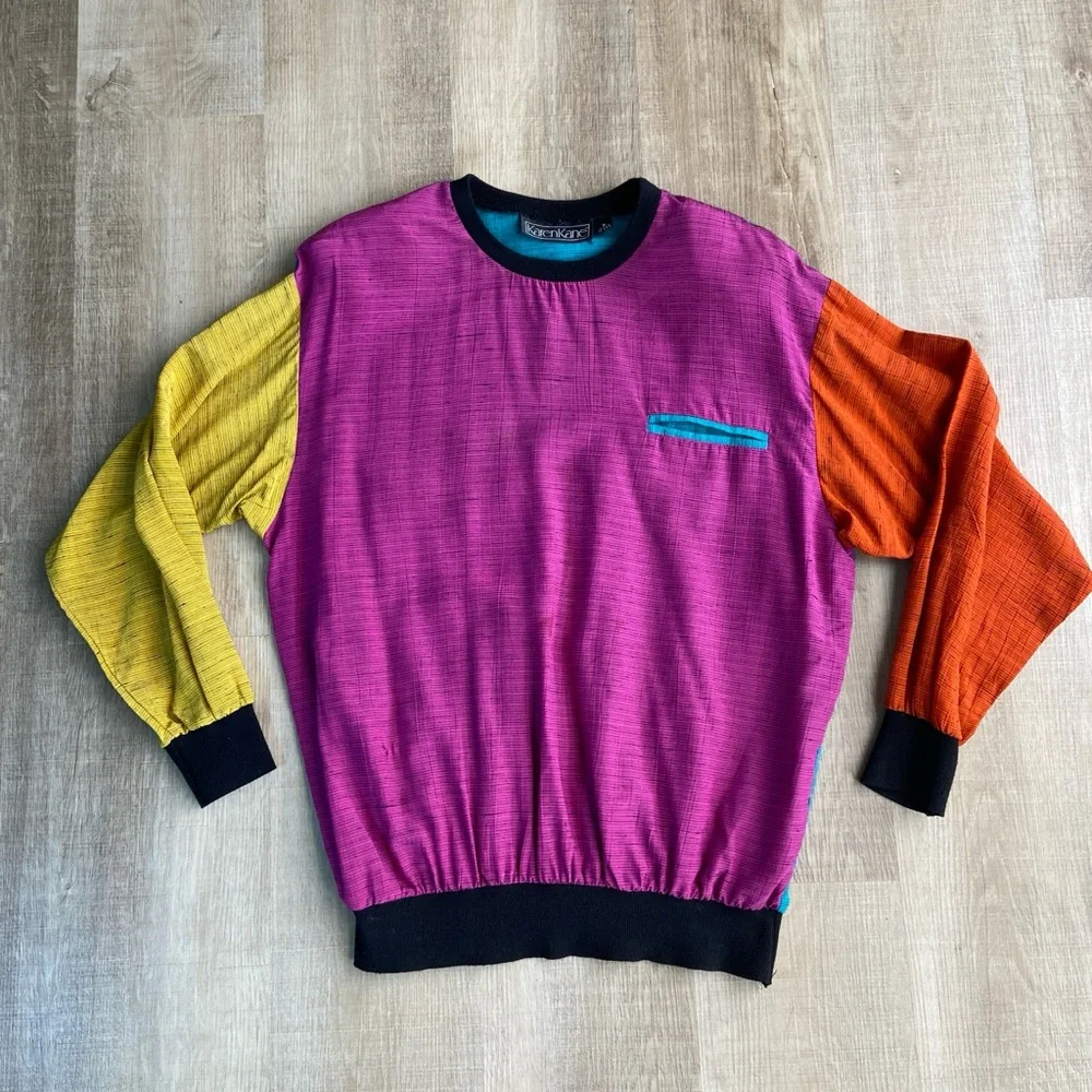 Karen Kane Colorblock Rayon Long Sleeve Top Women’s 8 - Picture 4 of 10